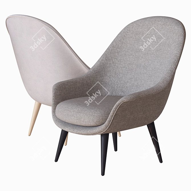 Elegant Bat Lounge Chair by Gubi 3D model image 1