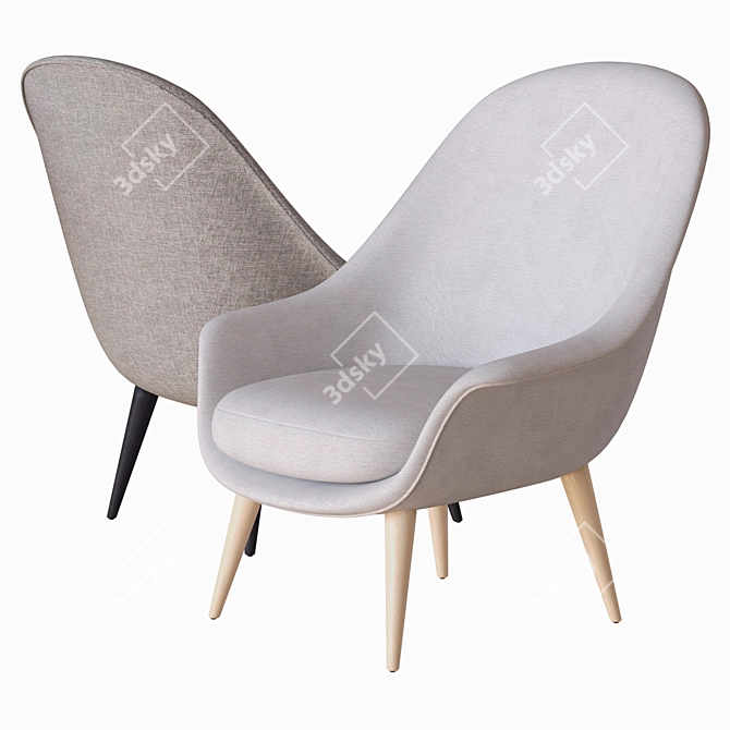 Elegant Bat Lounge Chair by Gubi 3D model image 2