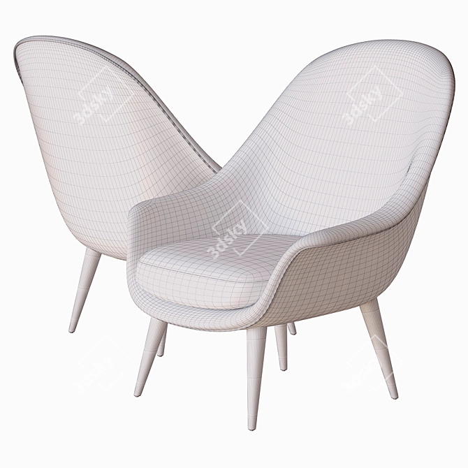 Elegant Bat Lounge Chair by Gubi 3D model image 3