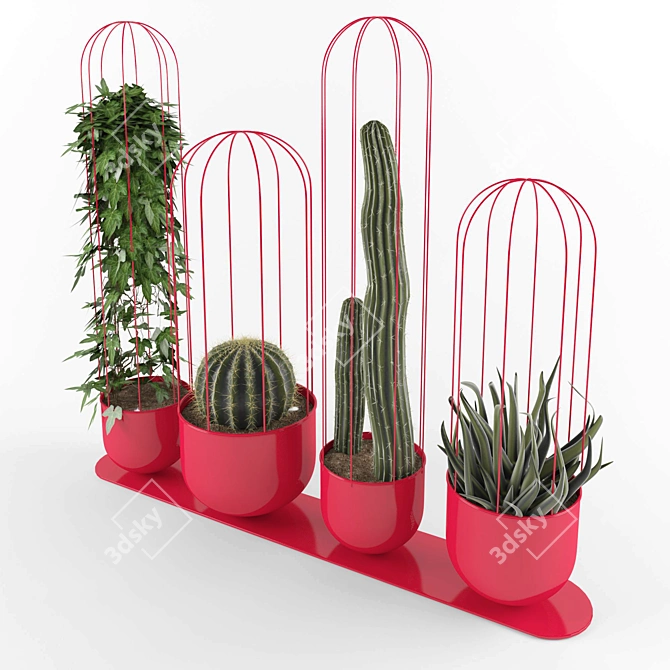 Mexican-inspired Frida Kahlo Cactus Pot 3D model image 1