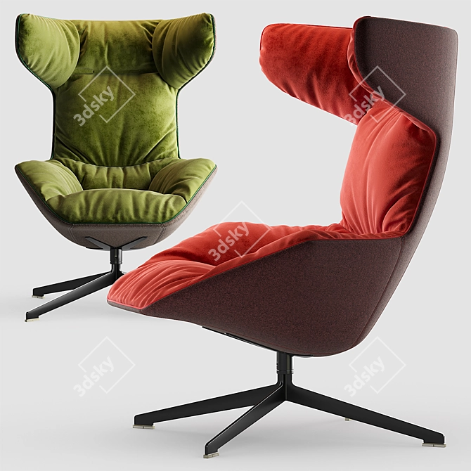 Elegant Swivel Armchair by Moroso 3D model image 2