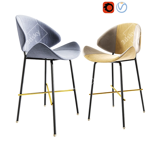 Elegant Cheri Bar Stool & Dining Chair Set 3D model image 2