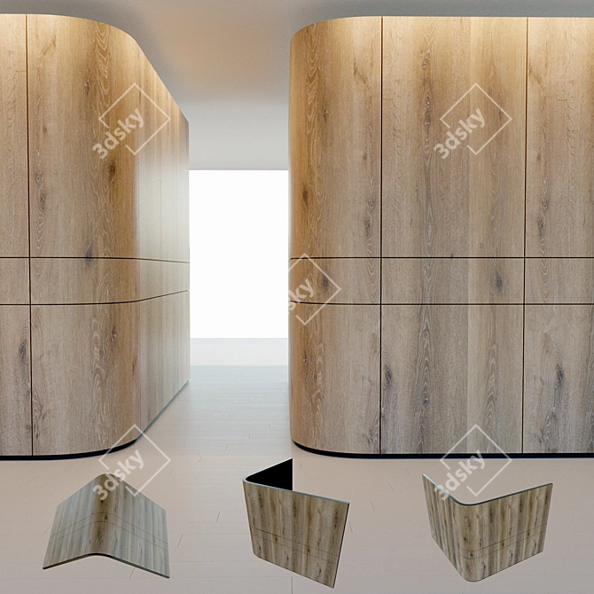 Wooden 3D Wall Panel - Decorative and Light 3D model image 1