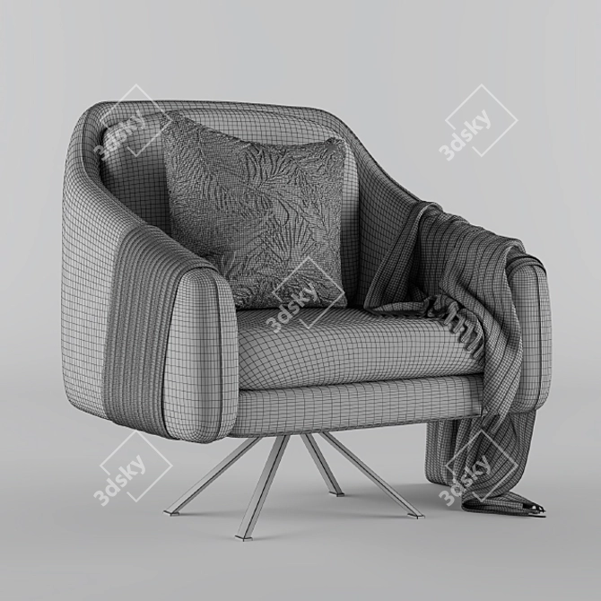 Luxury Green Velvet Armchair 3D model image 2