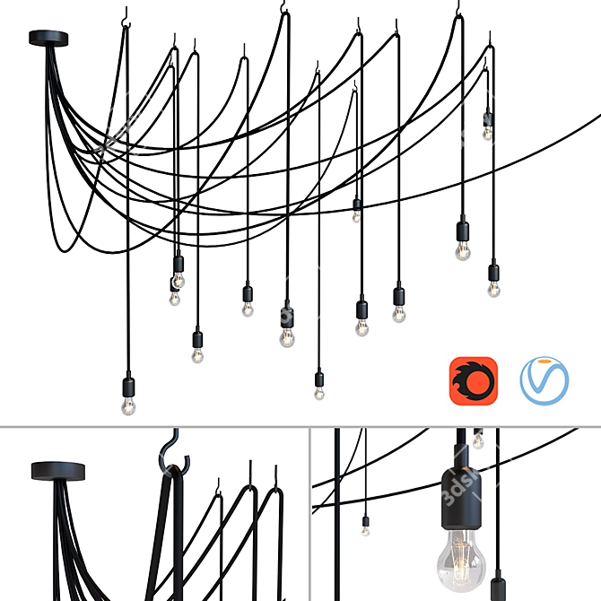 Maman Clear Bulbs: 14 x 4 mt Cables 3D model image 1