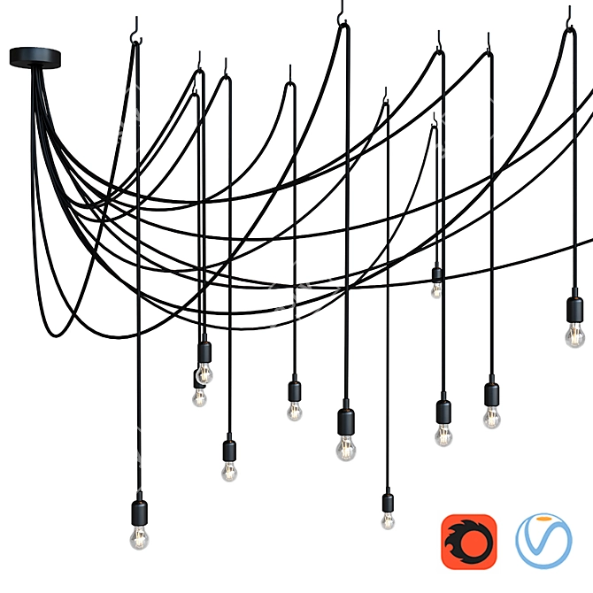 Maman Clear Bulbs: 14 x 4 mt Cables 3D model image 2