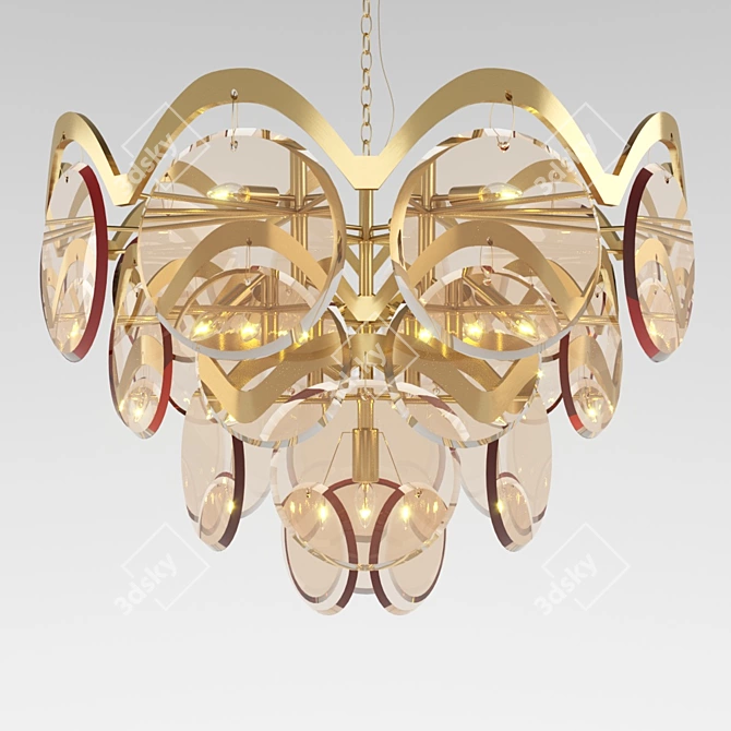 Verle Modern Glass Pendant Light - Gold Armature, Amber Shades 3D model image 1