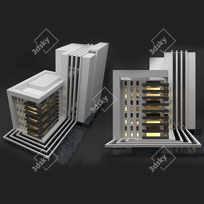 Luxury Hotel Building - 3D Model 3D model image 1