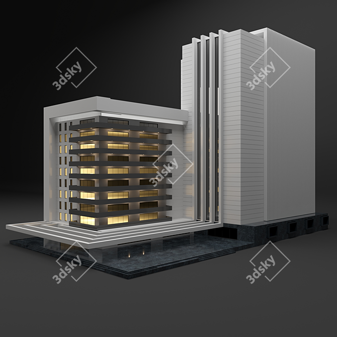 Luxury Hotel Building - 3D Model 3D model image 2