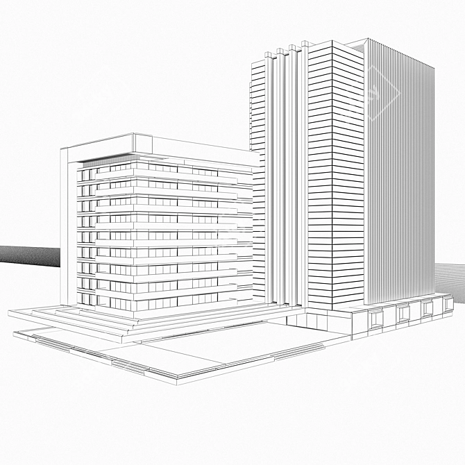 Luxury Hotel Building - 3D Model 3D model image 3