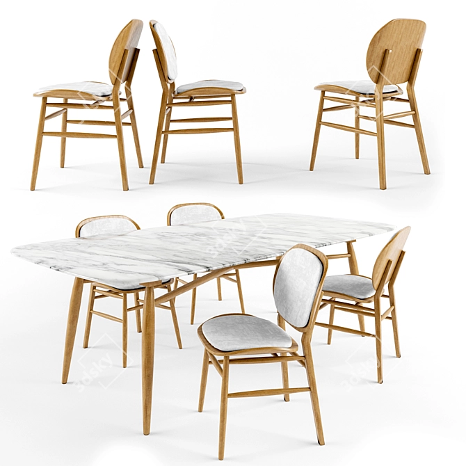 Agave Dining Set: Table & Lilith Chair 3D model image 1