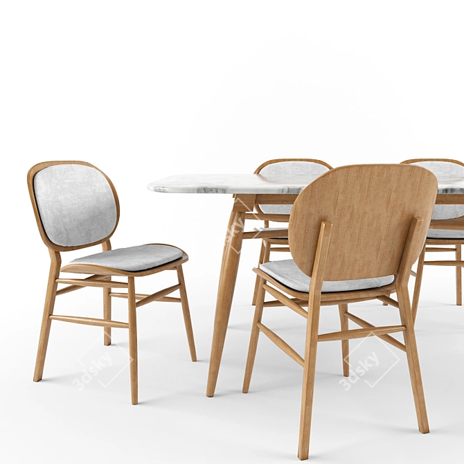 Agave Dining Set: Table & Lilith Chair 3D model image 2