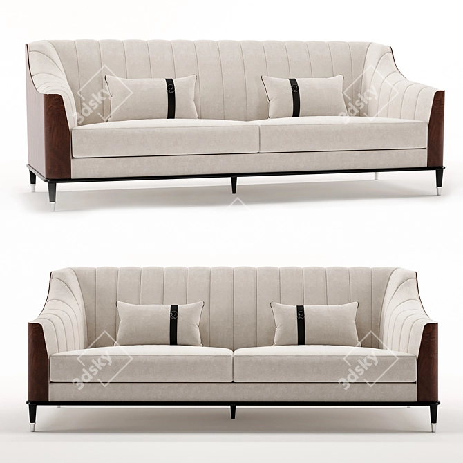 Luxury Walnut Sofa: Elegant and Stylish 3D model image 1