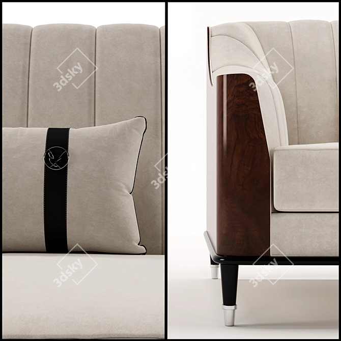 Luxury Walnut Sofa: Elegant and Stylish 3D model image 2