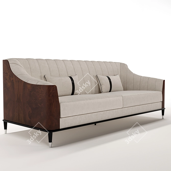 Luxury Walnut Sofa: Elegant and Stylish 3D model image 3