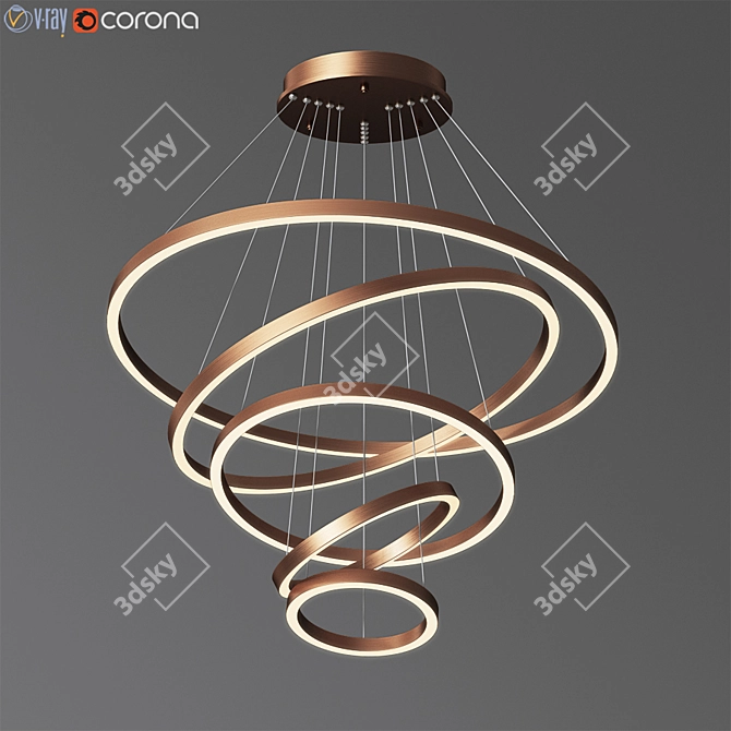 Modern LED Ring Pendant Light 3D model image 2