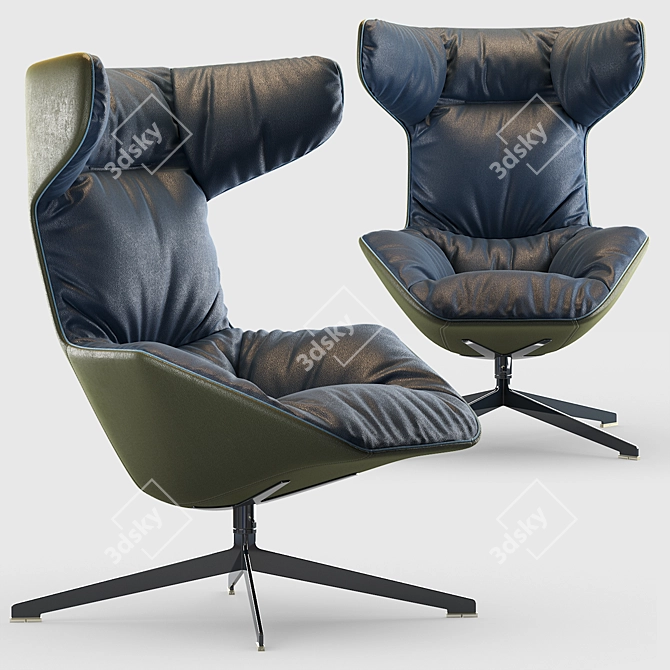 "Take a Line For a Walk" Leather Armchair 3D model image 1