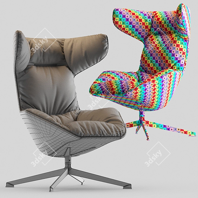 "Take a Line For a Walk" Leather Armchair 3D model image 3