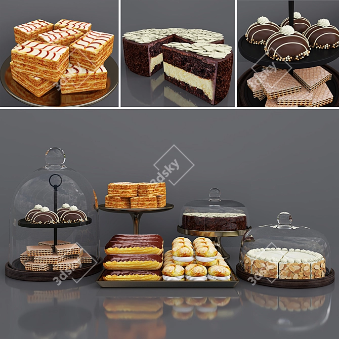 Decadent Duo: Chocolate and Vanilla Cake Bar 3D model image 1