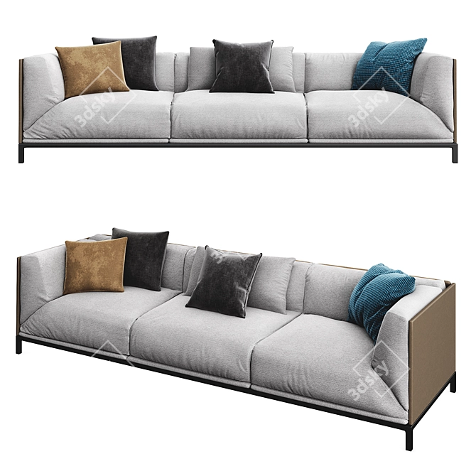 Stylish 3-Seater Sofa 3D model image 1