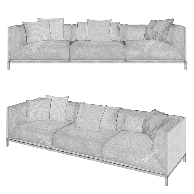 Stylish 3-Seater Sofa 3D model image 2