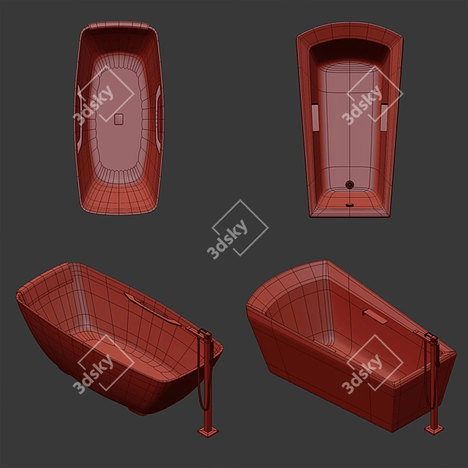 Elegant Freestanding Bathtub Set 3D model image 2