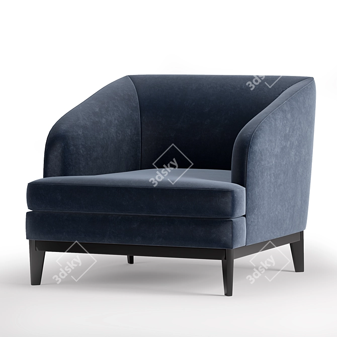 EICHHOLTZ Monterey Chair: Elegant Midnight Blue Velvet 3D model image 1