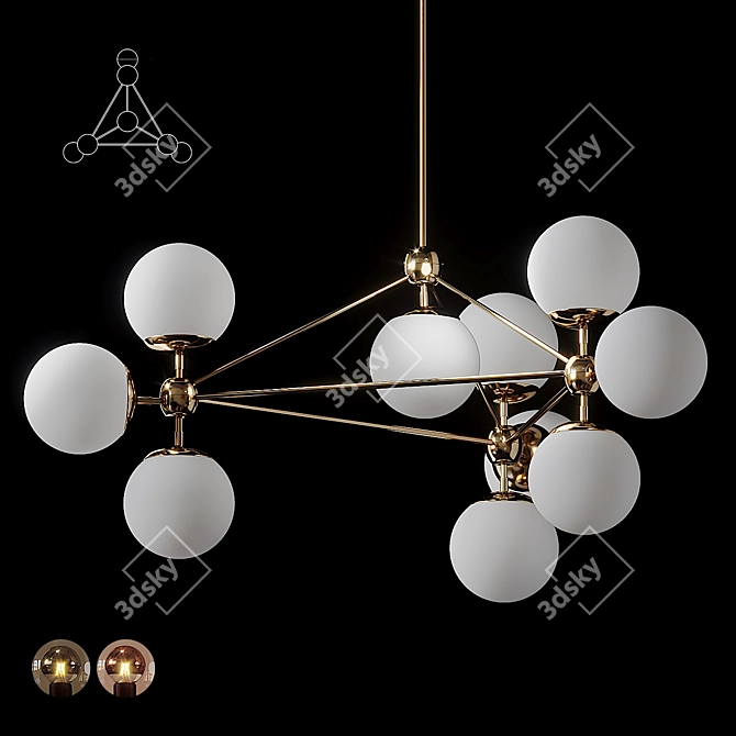 Modern 10-Globe 3-Sided Chandelier 3D model image 1