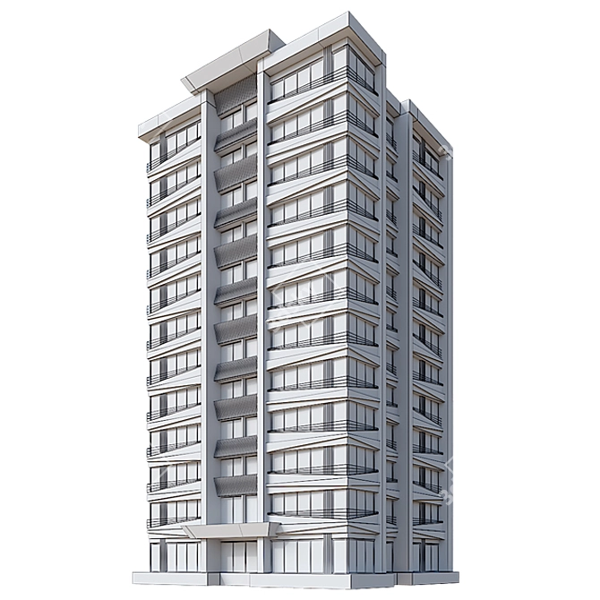 Highly Detailed Modern Residential Building 3D model image 3