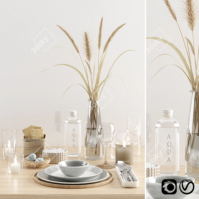 Rustic Chic: Hygge Tableware 3D model image 1