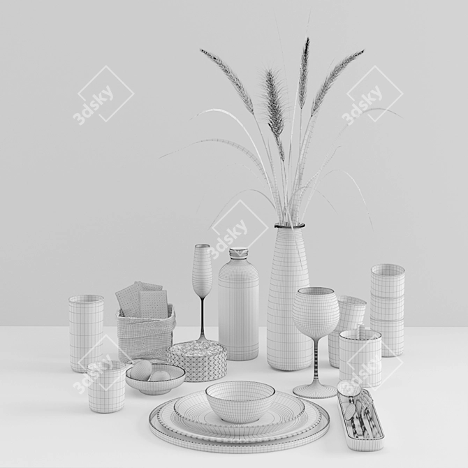 Rustic Chic: Hygge Tableware 3D model image 3