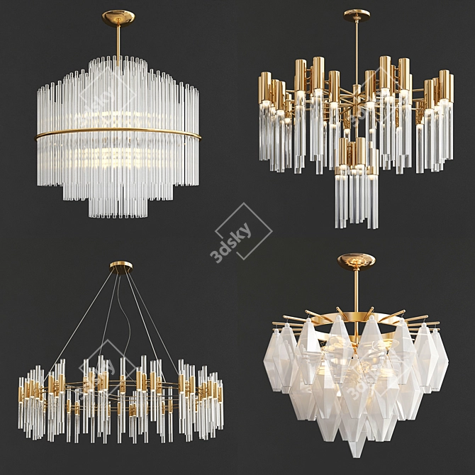 Elegant Illumination: Four Exclusive Chandelier Collection 3D model image 1