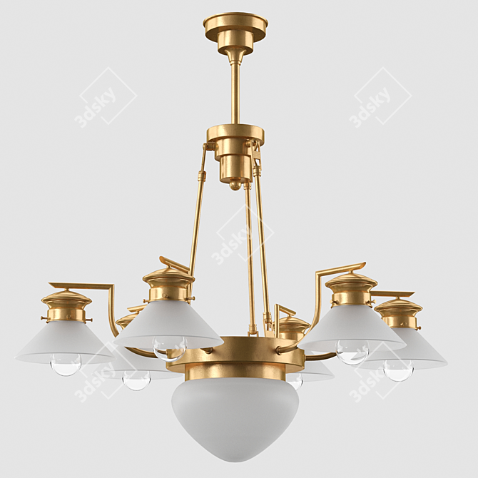 Brass Basel Pendant Chandelier 3D model image 1