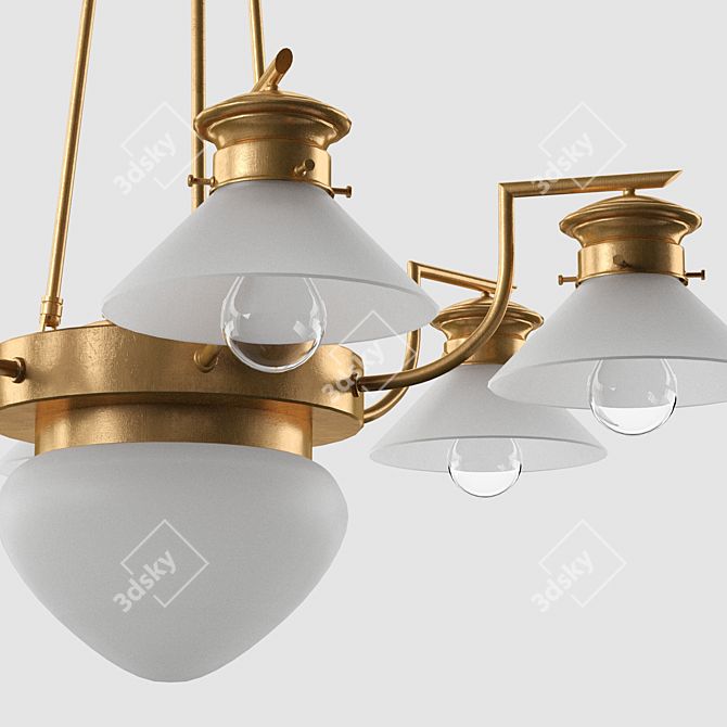 Brass Basel Pendant Chandelier 3D model image 2