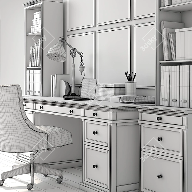 Pottery Barn Gray Livingston File Cabinet 3D model image 3