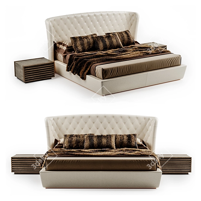 Luxury New Moon Bed: Elegant and Comfortable 3D model image 1