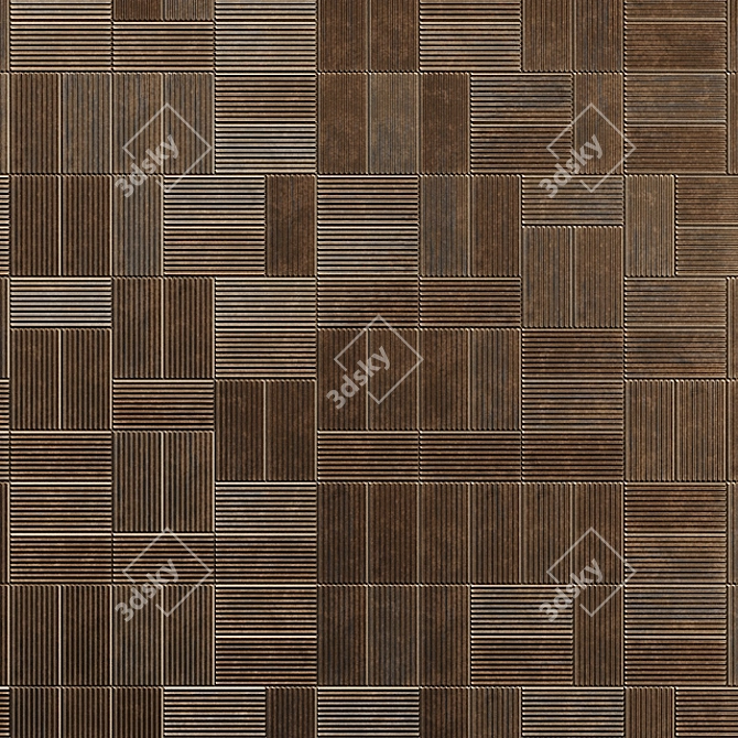 Ribbed Oxide Metal Rusty Tile 3D model image 1