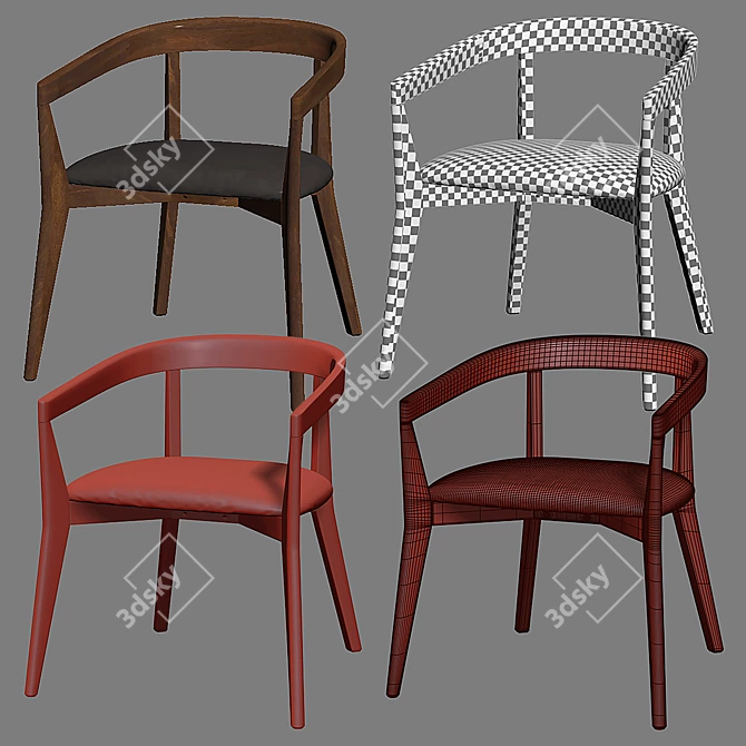 Cullen Shiitake Round Back Chair 3D model image 3