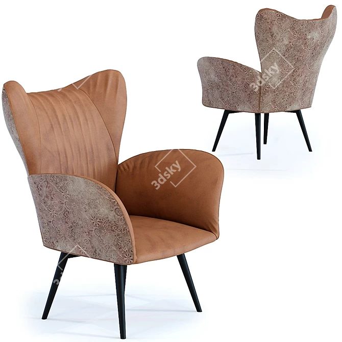 Vintage Black Wall Street Armchair 3D model image 1