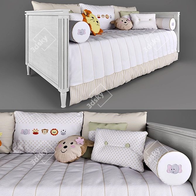 Amiguinhas Safari Beige Sofa Bed: Elegant and Timeless Design 3D model image 2