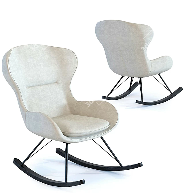 Modern Velvet Rocking Chair 3D model image 1