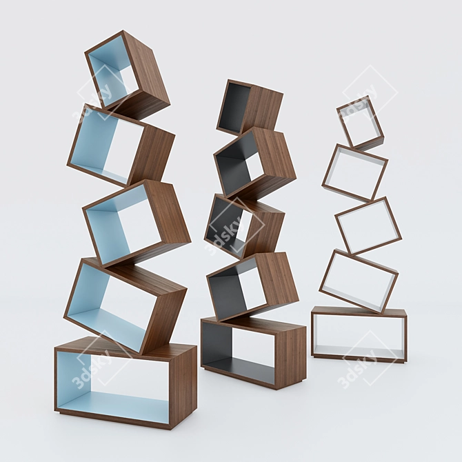 Equilibrium Walnut Bookshelf 3D model image 1