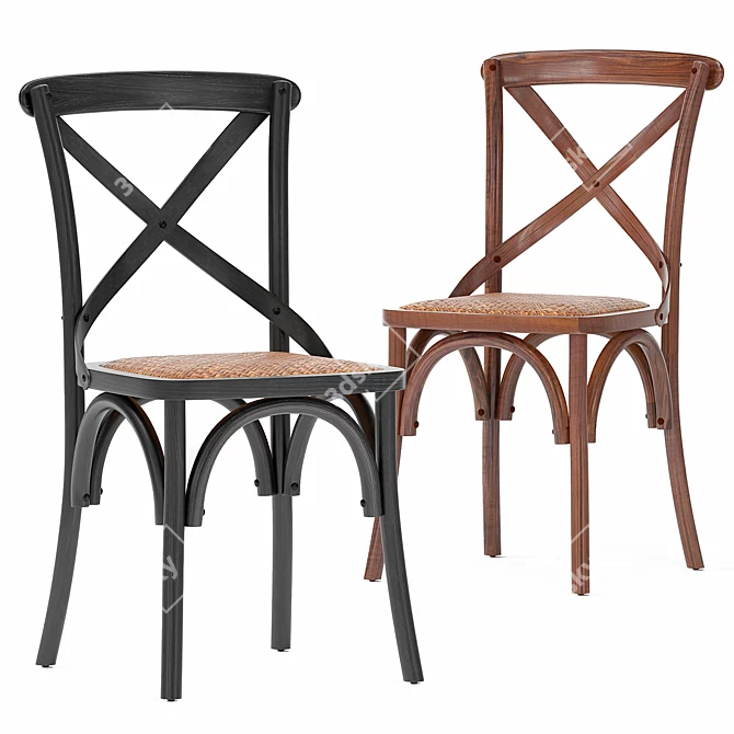 Elegant Carterville Wood Dining Chair 3D model image 1