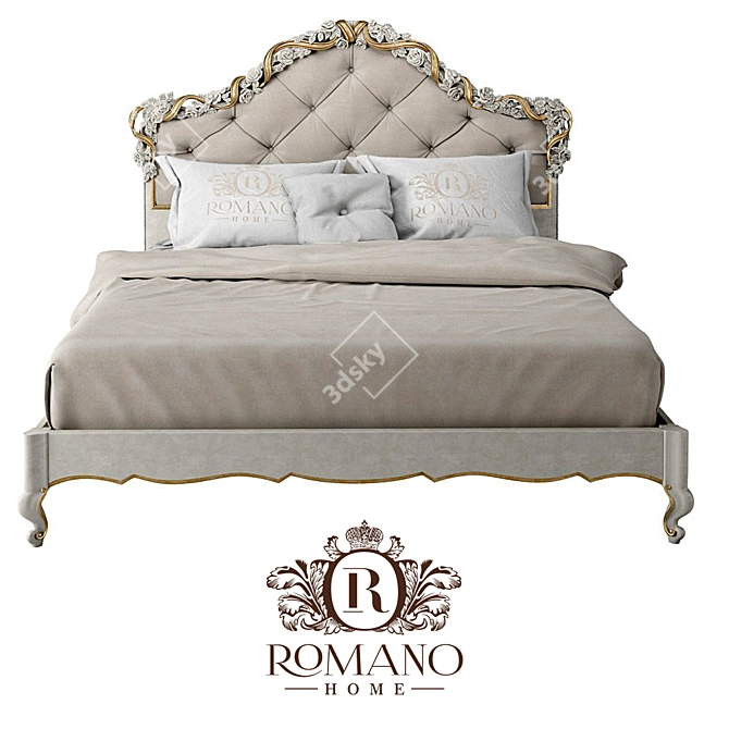 Handcrafted Nicole Bed: Romano Home 3D model image 1