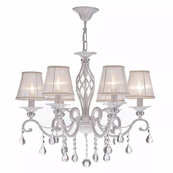 Elegant Grace Chandelier - White with Gold 3D model image 1