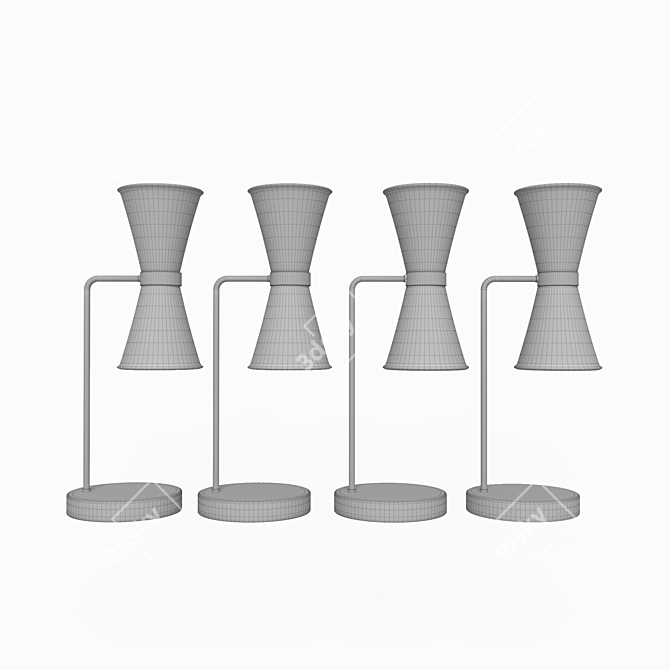 Mid-Century Smoke Blue Table Lamp 3D model image 3