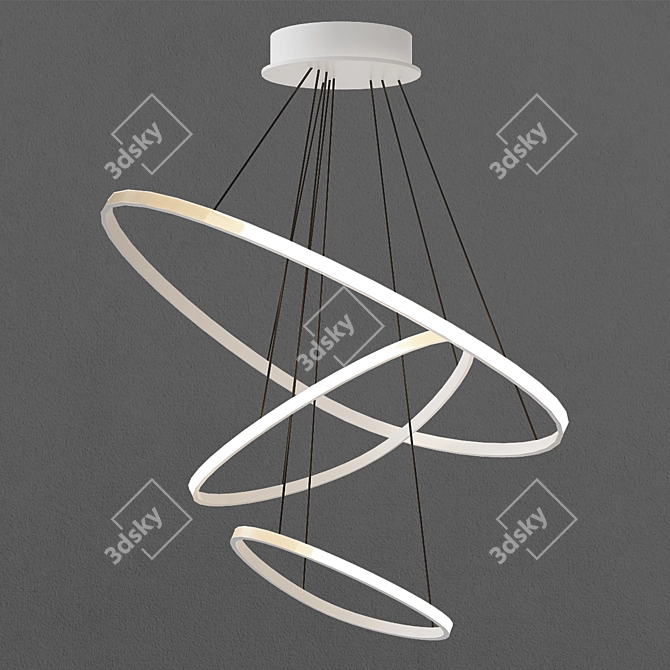 Sleek LED Ring Chandelier 3D model image 1