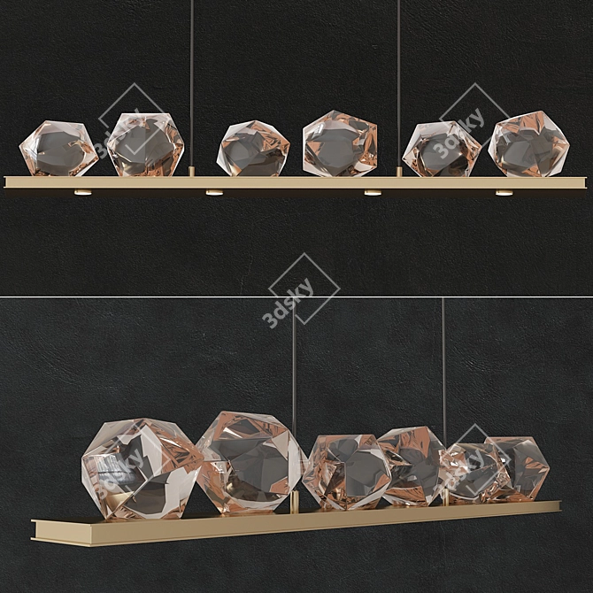 Modern 6-Light Linear Chandelier 3D model image 1