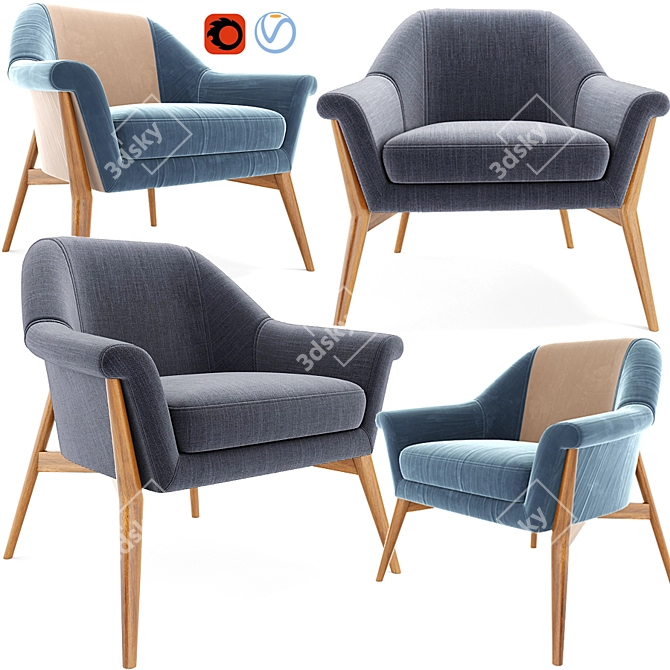 Luxurious Milla Velvet Armchair: Elegant Comfort at Its Finest 3D model image 1