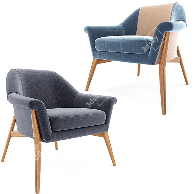 Luxurious Milla Velvet Armchair: Elegant Comfort at Its Finest 3D model image 2